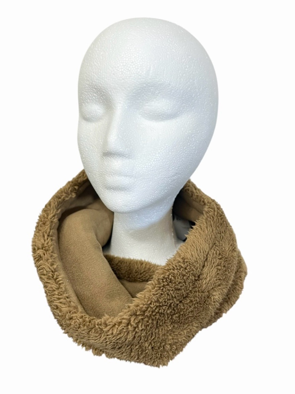 2/$10 Uniqlo Teddy Plush Infinity Scarf - Brown